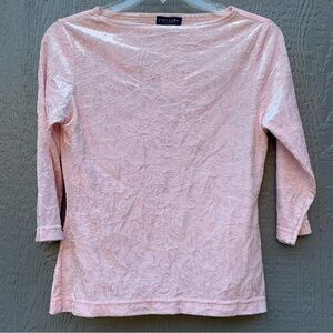 LIMITED TOO girls pastel pink crushed velvet boat neck 3/4 sleeve tee stretchy